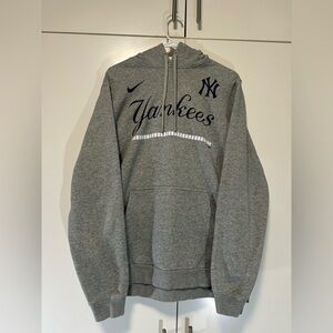Nike MLB New York Yankees Grey Blue Pullover Hoodie Men's Large N928